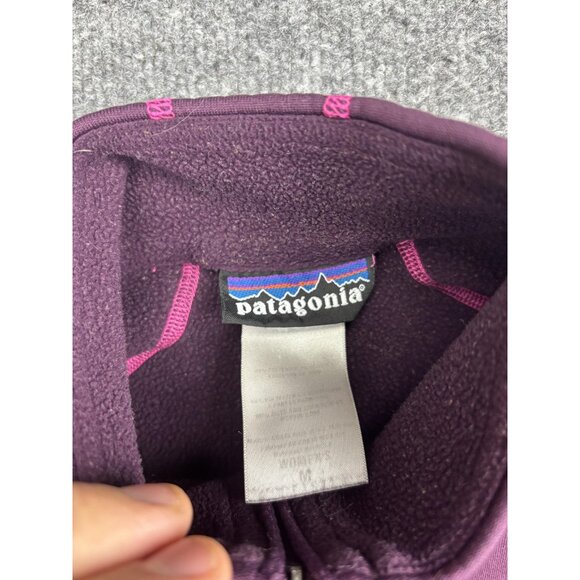 Patagonia Sweater Womens Medium Purple Pink Half Zip Fleece Pullover Thumbholes - Picture 3 of 7